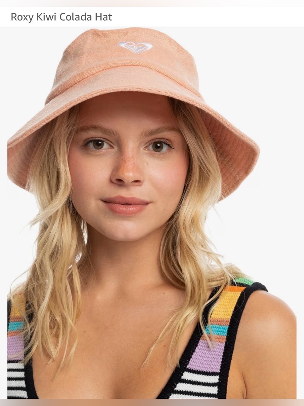 Roxy Peach Bucket Hat with Embroidered Logo